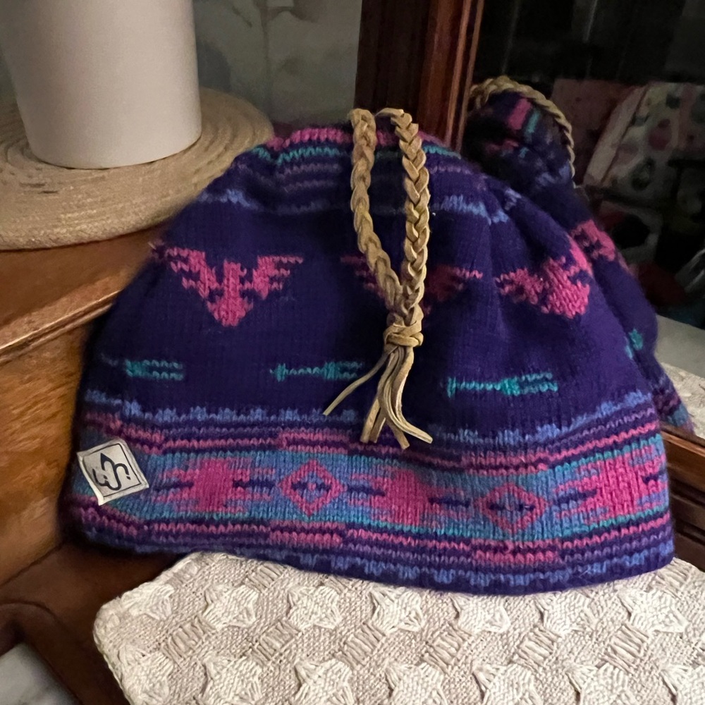 MERKLEY HEADGEAR Vintage‎ 100% Wool Ski Winter Beanie Purple Pink Canada Made OS